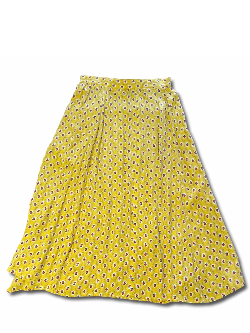 Vintage L.L. Bean Yellow Floral Wrap Skirt | Cottagecore Prairie Boho